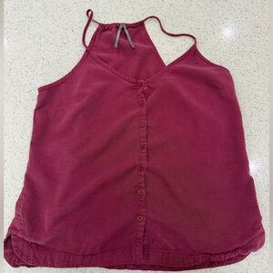 Anthropologie Burgundy Button-Front Tank Top
